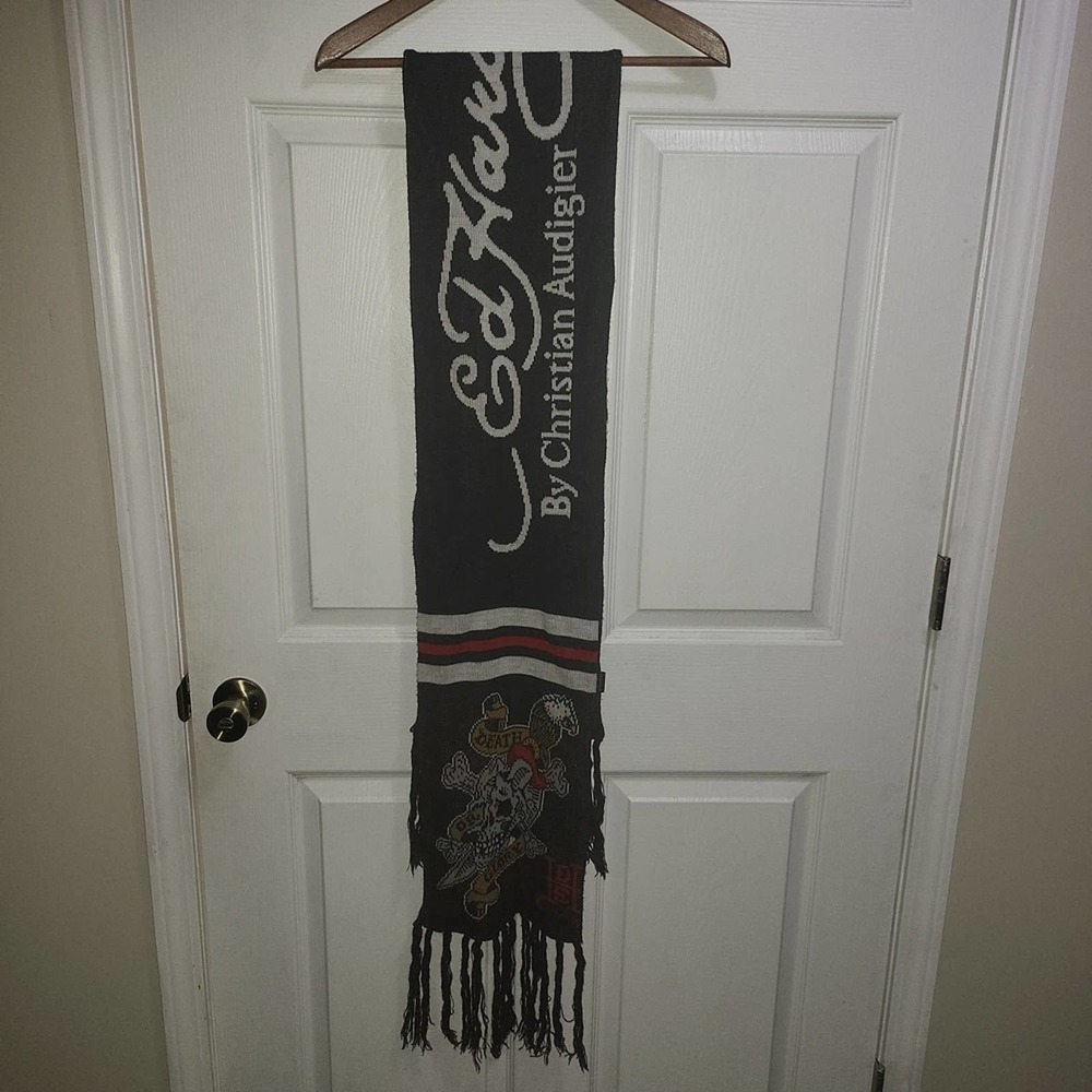 Ed Hardy by Christian Audigier black & Red Skull scarf Unisex, Rn#121256 #043